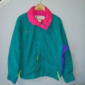 Vintage Columbia Neon Bugaboo Ski Jacket-Large-Radial Sleeve-90s-Zippered Pocket